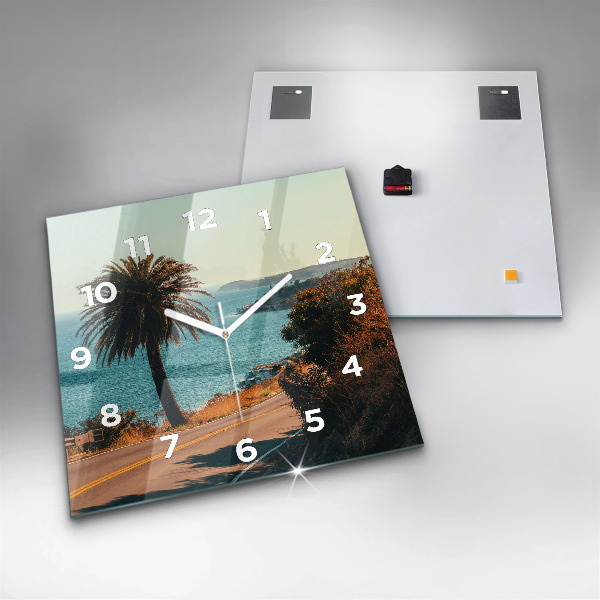 Zegar ścienny kwadratowy Palmy w Malibu