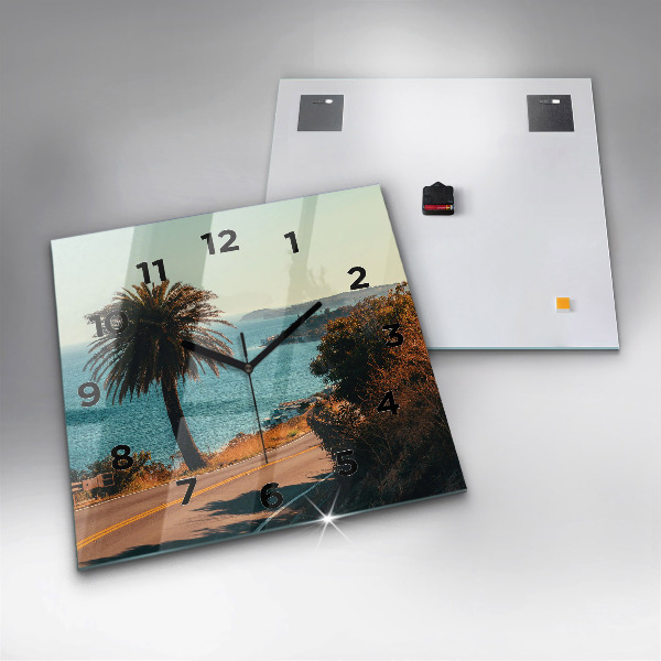 Zegar ścienny kwadratowy Palmy w Malibu