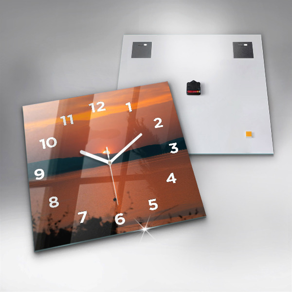 Zegar ścienny kwadratowy Jezioro Balaton wieczorem