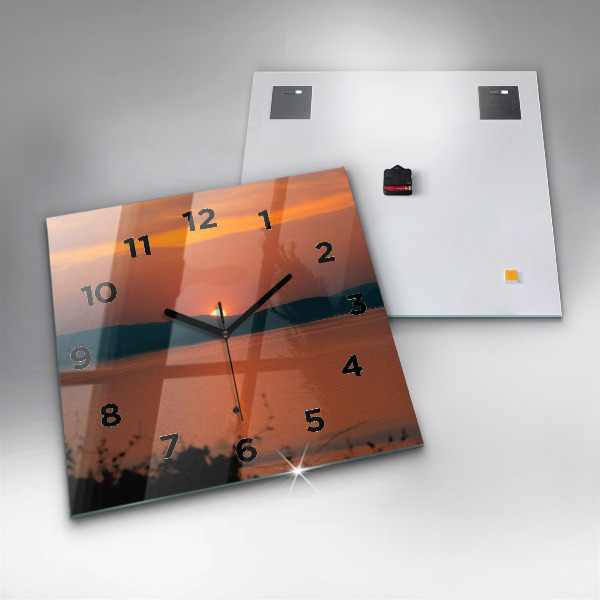Zegar ścienny kwadratowy Jezioro Balaton wieczorem