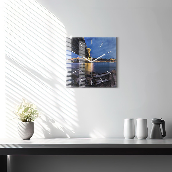 Zegar ścienny kwadratowy Skalisty brzeg pod mostem