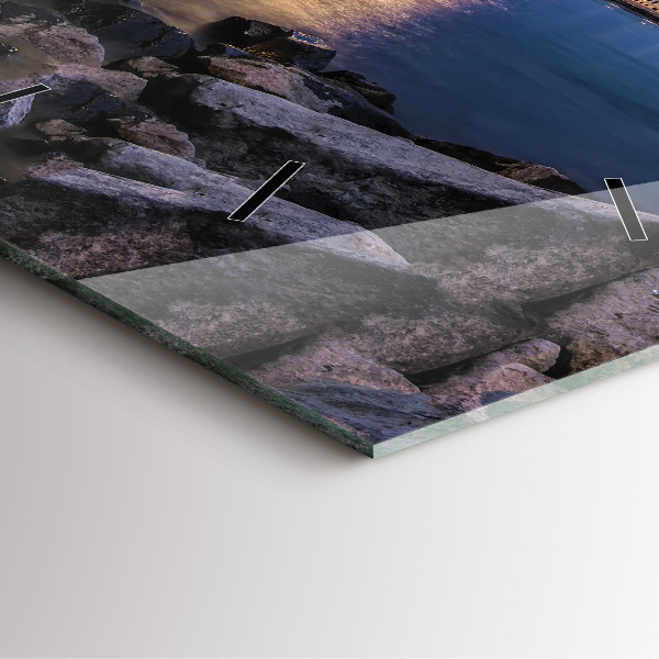 Zegar ścienny kwadratowy Skalisty brzeg pod mostem