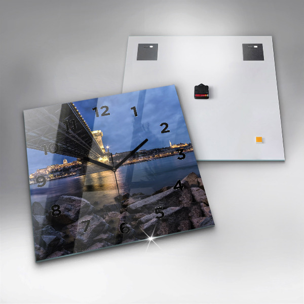 Zegar ścienny kwadratowy Skalisty brzeg pod mostem