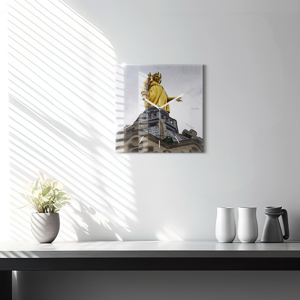 Zegar ścienny kwadratowy Posąg Matki Boskiej w Lyon