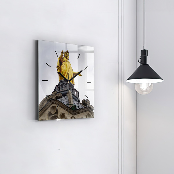 Zegar ścienny kwadratowy Posąg Matki Boskiej w Lyon