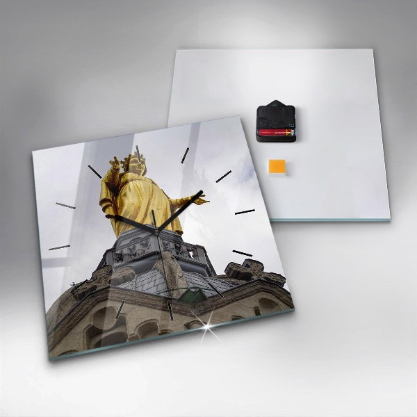 Zegar ścienny kwadratowy Posąg Matki Boskiej w Lyon