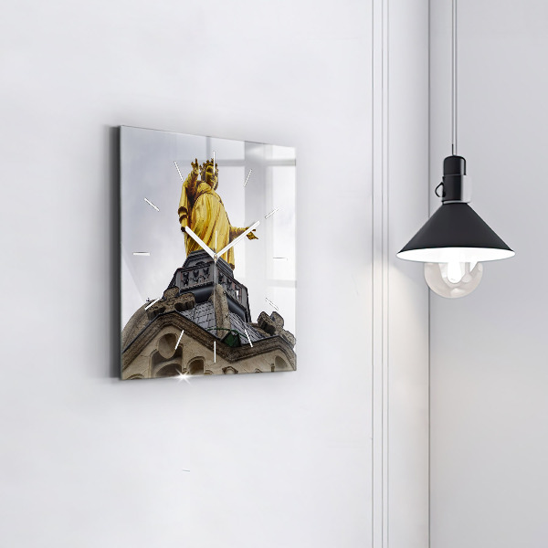 Zegar ścienny kwadratowy Posąg Matki Boskiej w Lyon