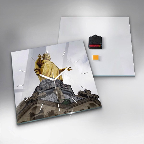 Zegar ścienny kwadratowy Posąg Matki Boskiej w Lyon