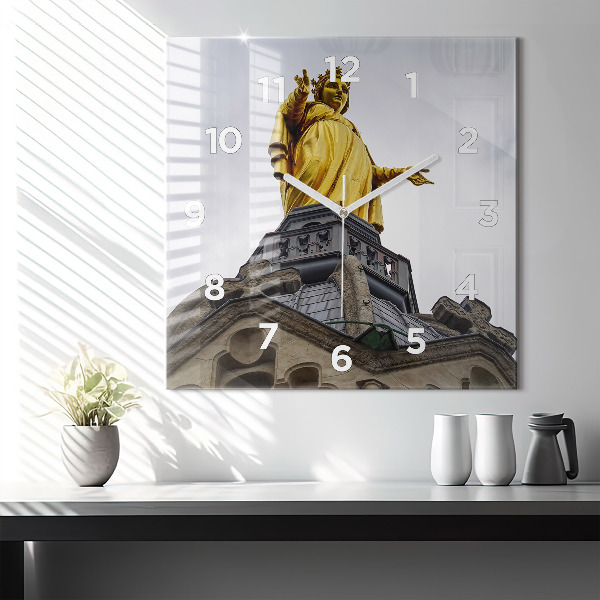 Zegar ścienny kwadratowy Posąg Matki Boskiej w Lyon
