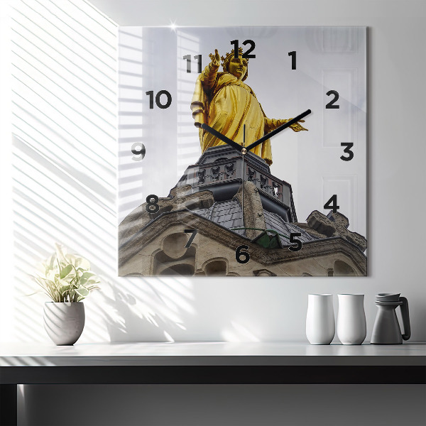 Zegar ścienny kwadratowy Posąg Matki Boskiej w Lyon