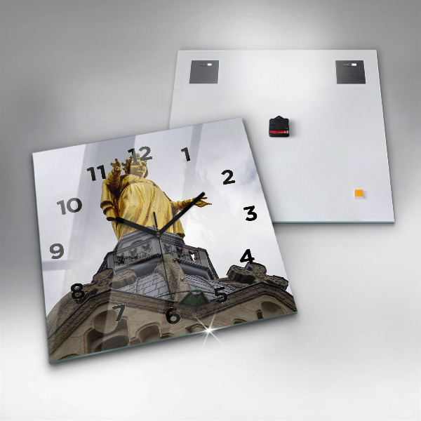Zegar ścienny kwadratowy Posąg Matki Boskiej w Lyon
