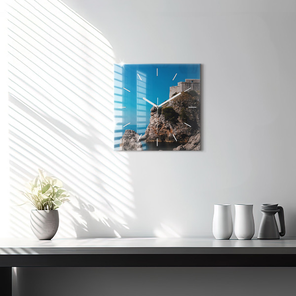 Zegar ścienny kwadratowy Klify w Dubrowniku