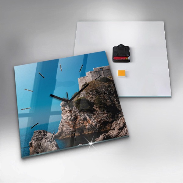 Zegar ścienny kwadratowy Klify w Dubrowniku