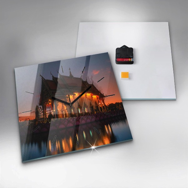 Zegar ścienny kwadratowy Świątynia w Bangkok