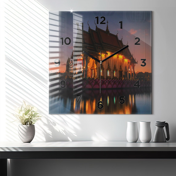 Zegar ścienny kwadratowy Świątynia w Bangkok