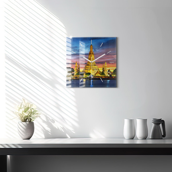 Kwadratowy zegar Świątynia w Bangkoku