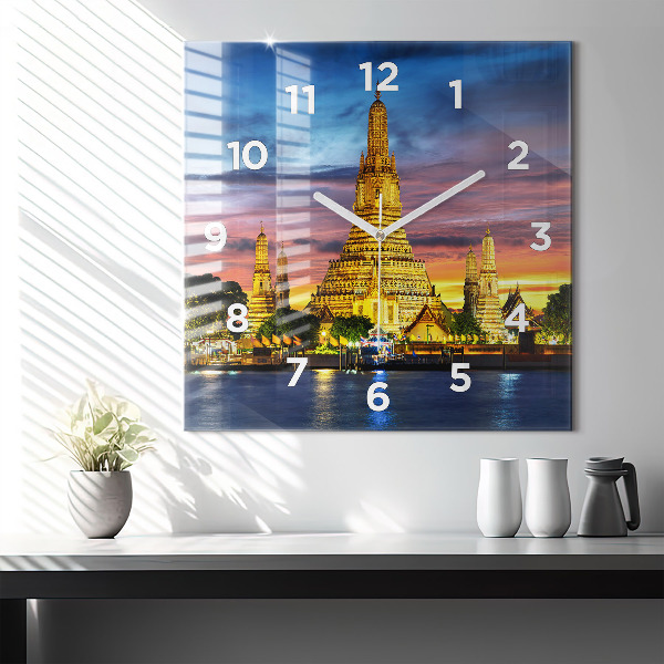 Kwadratowy zegar Świątynia w Bangkoku