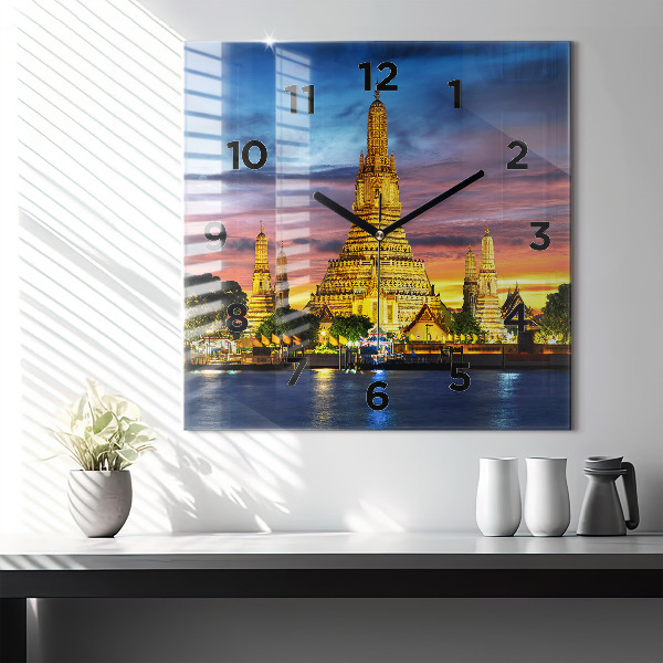 Kwadratowy zegar Świątynia w Bangkoku