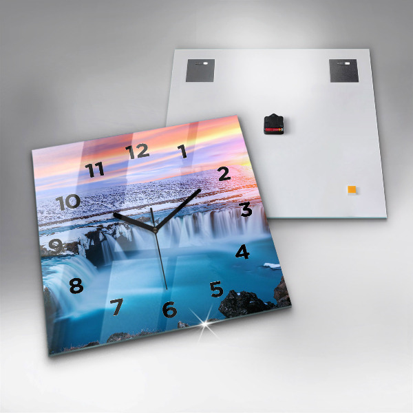 Kwadratowy zegar Wodospad Godafoss Islandia
