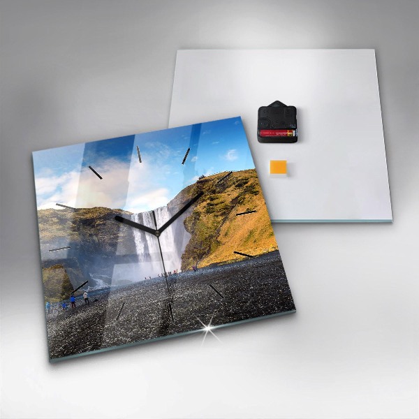 Kwadratowy zegar Wodospad w Islandii