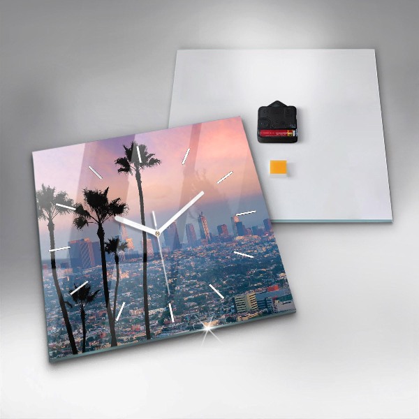 Kwadratowy zegar Zachód słońca Los Angeles