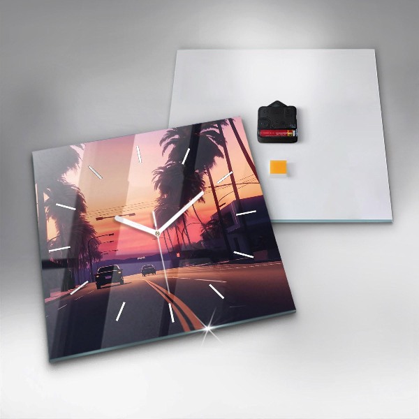 Kwadratowy zegar Zachód słońca w LA