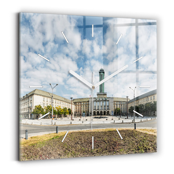 Zegar na ścianę kwadratowy Panorama miasta Ostrawa