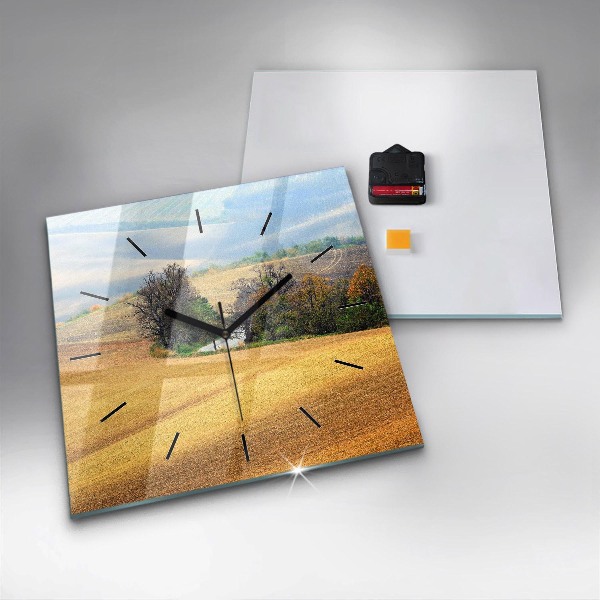 Kwadratowy zegar Morawy wiejski Krajobraz