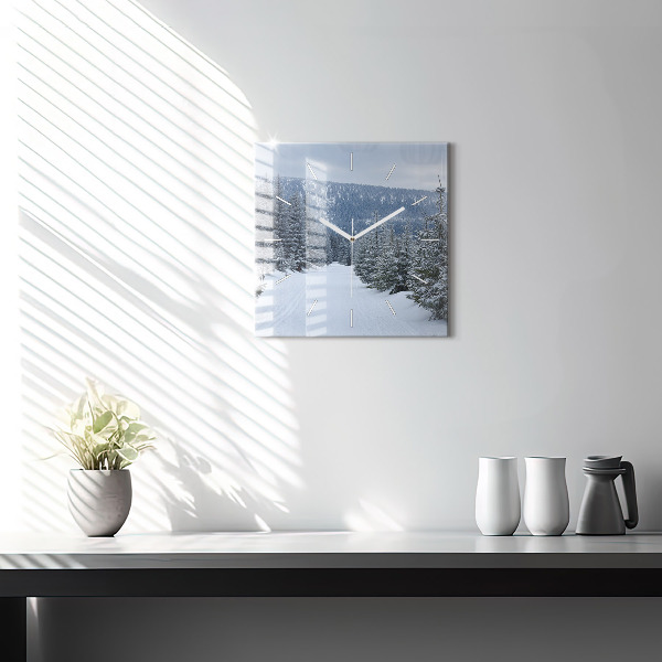 Zegar na ścianę kwadratowy Czeskie Karkonosze w zimie