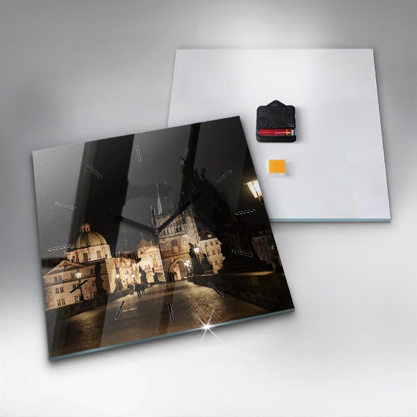 Zegar na ścianę kwadratowy Most Karola w Pradze