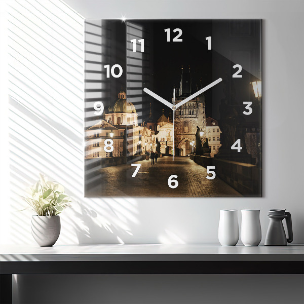 Zegar na ścianę kwadratowy Most Karola w Pradze
