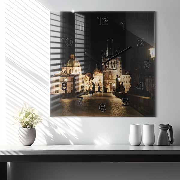 Zegar na ścianę kwadratowy Most Karola w Pradze