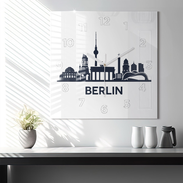 Kwadratowy zegar Ilustracja miasta Berlin