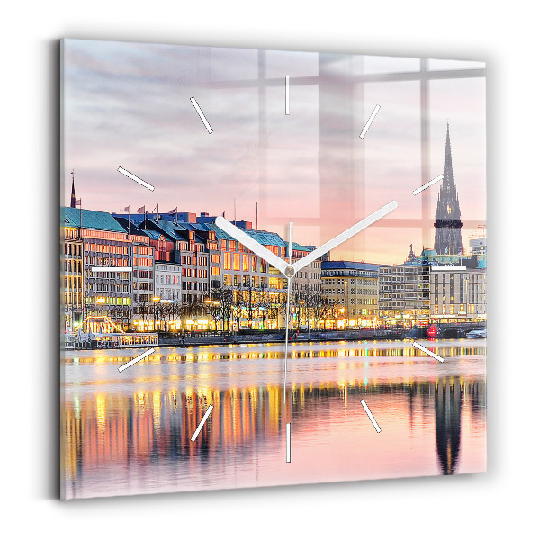 Kwadratowy zegar Alster w Hamburgu