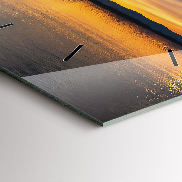 Zegar na ścianę kwadratowy Zachód słońca nad jeziorem