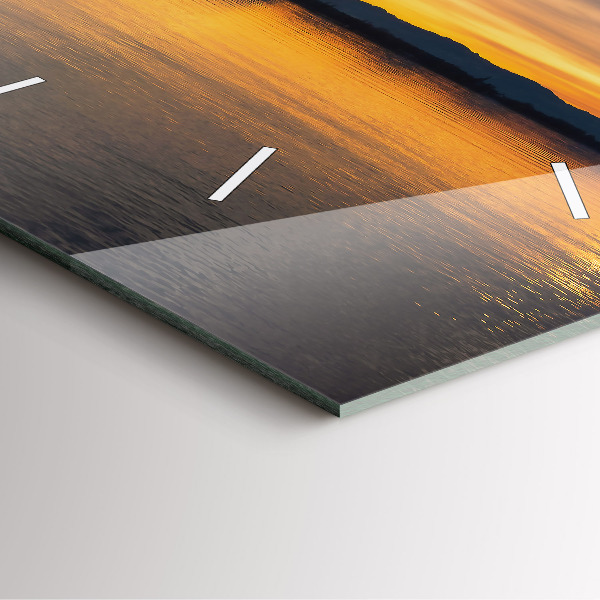 Zegar na ścianę kwadratowy Zachód słońca nad jeziorem