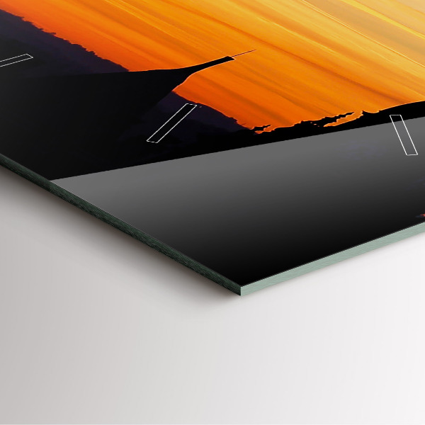 Zegar na ścianę kwadratowy Budynek i zachód słońca