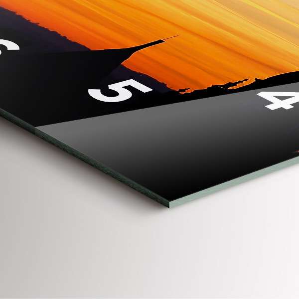 Zegar na ścianę kwadratowy Budynek i zachód słońca