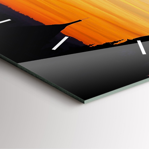 Zegar na ścianę kwadratowy Budynek i zachód słońca