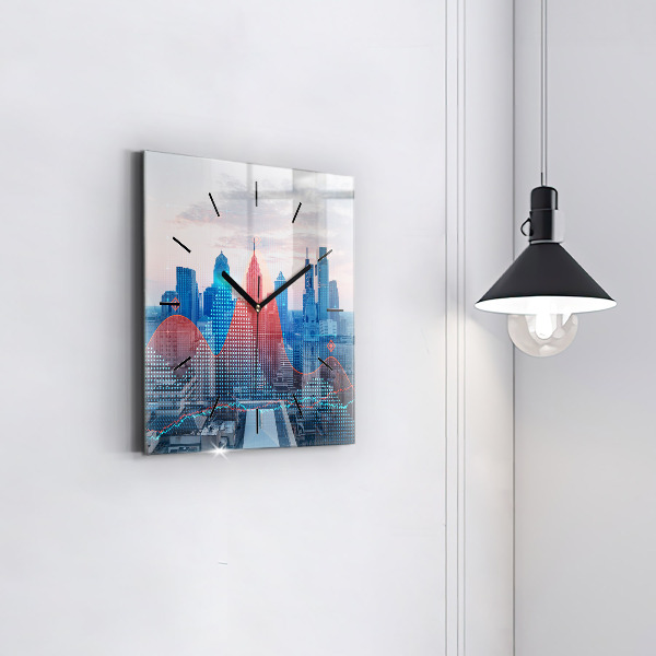 Zegar ścienny kwadratowy Wieżowce w Philadelphii