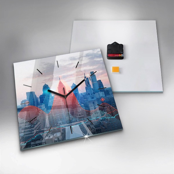 Zegar ścienny kwadratowy Wieżowce w Philadelphii