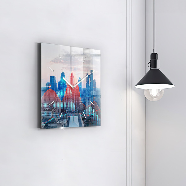 Zegar ścienny kwadratowy Wieżowce w Philadelphii