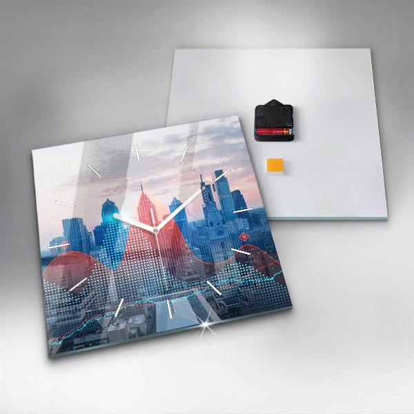 Zegar ścienny kwadratowy Wieżowce w Philadelphii