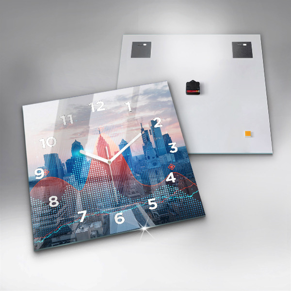 Zegar ścienny kwadratowy Wieżowce w Philadelphii