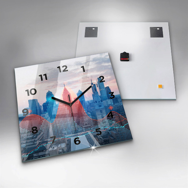 Zegar ścienny kwadratowy Wieżowce w Philadelphii