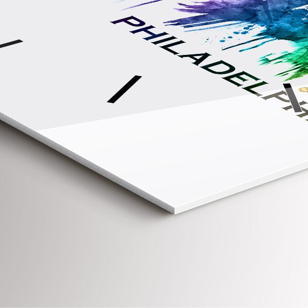 Zegar ścienny kwadratowy Kolorowa Philadelphia