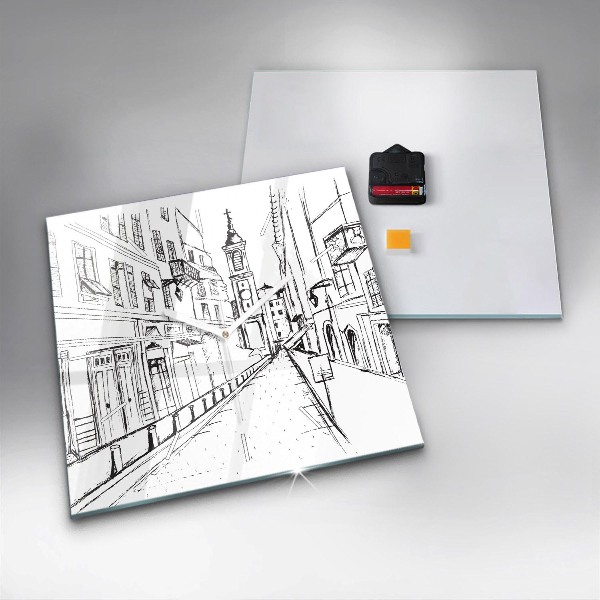 Kwadratowy zegar Rysunek miasta Prowansja