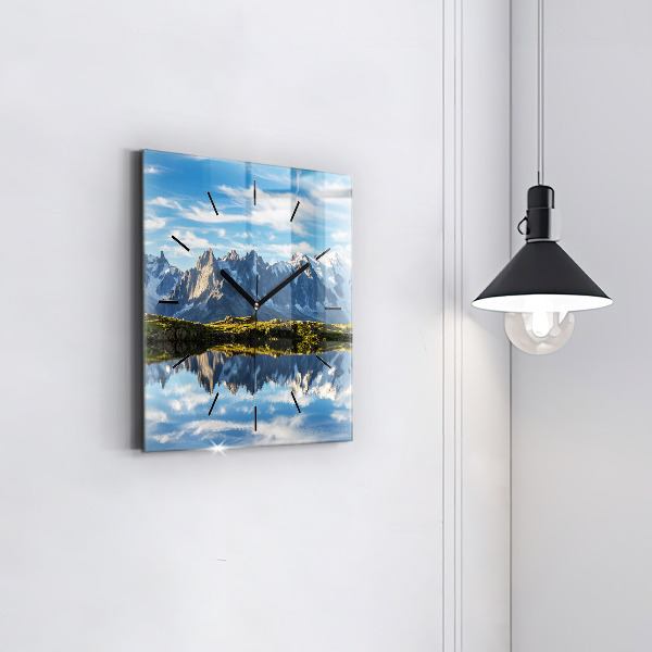 Zegar na ścianę kwadratowy Dolina Chamonix, Alpy Francuskie
