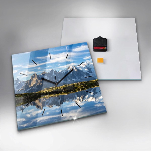 Zegar na ścianę kwadratowy Dolina Chamonix, Alpy Francuskie