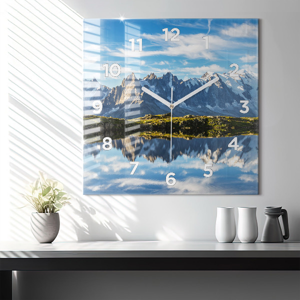 Zegar na ścianę kwadratowy Dolina Chamonix, Alpy Francuskie